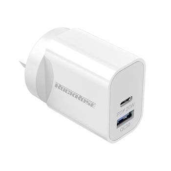 Rockrose 20W Dual Port Wall Travel Charger Casa Ac Neo - White