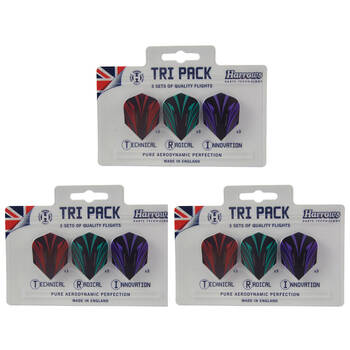 3x 3pc Harrows Prime Flights Collection 100 Micron Sports Dart Game/Accessories