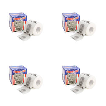 4PK Toilet Paper President Dump Donald Printed Novelty White Bathroom Accessory