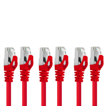 3PK Cruxtec RJ45 LAN CAT7 10GbE 30cm Triple Shielding Ethernet Cable - Red