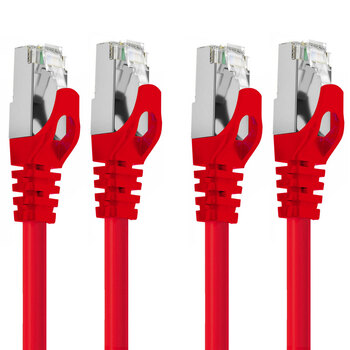 2PK Cruxtec RJ45 LAN CAT7 10GbE 2m Triple Shielding Ethernet Cable - Red