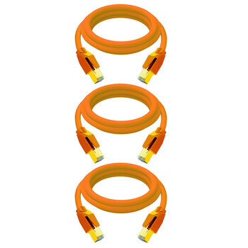 3PK Cruxtec RJ45 LAN CAT8 40GbE 30cm Triple Shielding Ethernet Cable - Orange