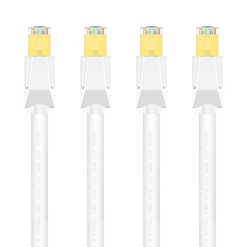 4PK Cruxtec CAT8 SF/FTP Triple Shield PoE Ethernet Cable 50cm - White