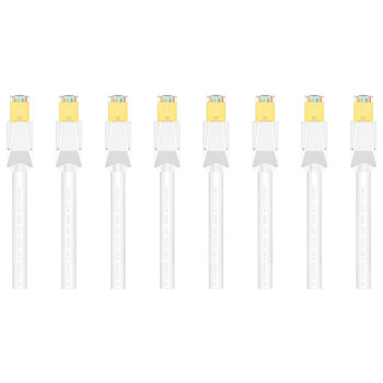 8PK Cruxtec CAT8 SF/FTP Triple Shield PoE Ethernet Cable 1m - White