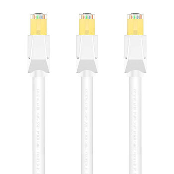 3PK Cruxtec CAT8 SF/FTP Triple Shield PoE Ethernet Cable 2m - White