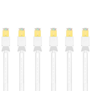 6PK Cruxtec CAT8 SF/FTP Triple Shield PoE Ethernet Cable 2m - White