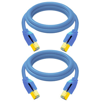 2PK Cruxtec RJ45 LAN CAT8 40GbE 3m Triple Shielding Ethernet Cable - Blue