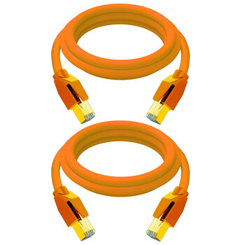 2PK Cruxtec RJ45 LAN CAT8 40GbE 3m Triple Shielding Ethernet Cable - Orange