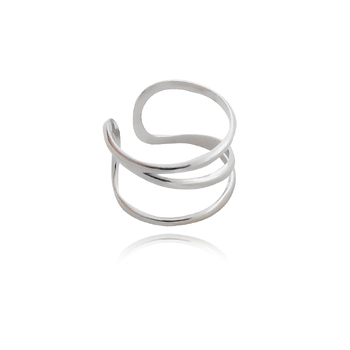 Culturesse Elva Artisan Line Band 2cm Open Ring - Silver