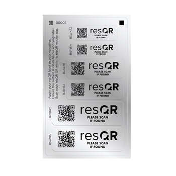 6pc resQR Sticker Pack Lost Item Recovery Heavy Duty Stickers with 3 Sizes