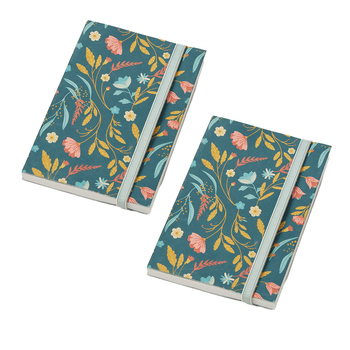 2PK Pilbeam Living Floret Pocket Recycled Cotton Notebook 10x15cm