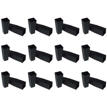 12PK 6pc Homeleisure Reko Square Tube 50mm Black Garden 