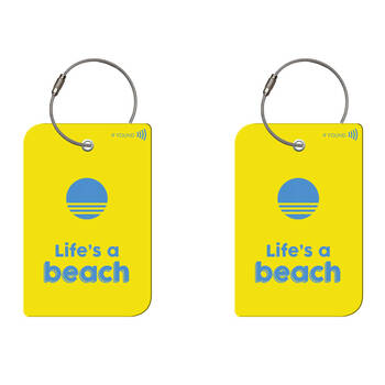 2PK Retreev Life's a Beach Travel Bag Smart Tag Luggage Suitcase Name Card w/ QR