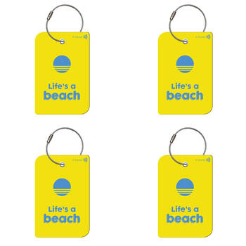 4PK Retreev Life's a Beach Travel Bag Smart Tag Luggage Suitcase Name Card w/ QR