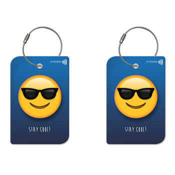 2PK Retreev Emoji Sunglass Travel Bag Smart Tag Luggage Suitcase Name Card w/ QR