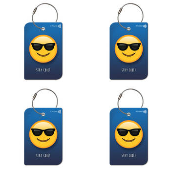 4PK Retreev Emoji Sunglass Travel Bag Smart Tag Luggage Suitcase Name Card w/ QR