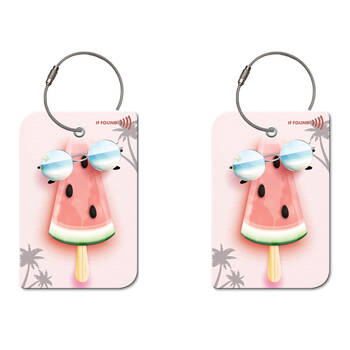 2PK Retreev Watermelon Travel Bag Smart Tag Luggage Suitcase Name Card w/ QR