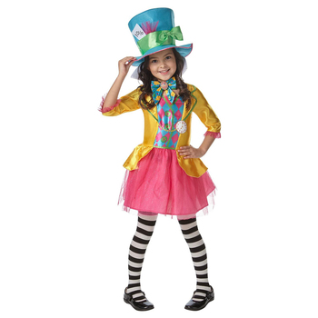 Disney Mad Hatter Girls Deluxe Costume Party Dress-Up - Size 6-8y