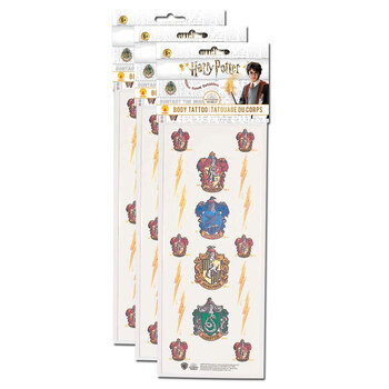 3PK Harry Potter Hogwarts Emblems/Lightning Scar Movie Tattoos