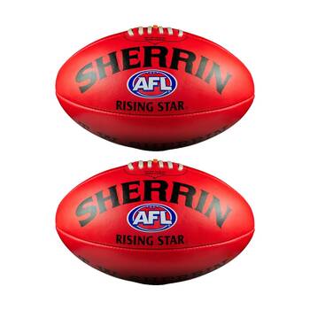 2PK Sherrin AFL Rising Star Split Leather Recreational Football Size 2 Red