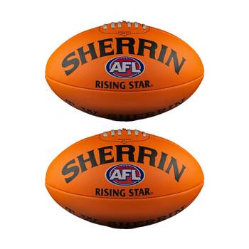 2PK Sherrin AFL Rising Star Split Leather Recreational Football Size 2 Orange