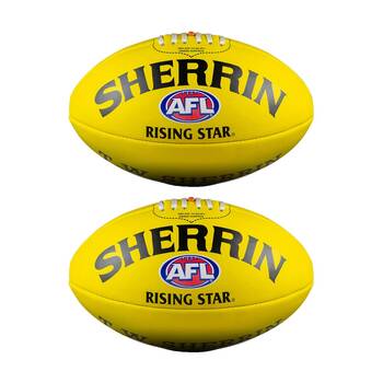 2PK Sherrin AFL Rising Star Split Leather Recreational Football Size 3 Yellow