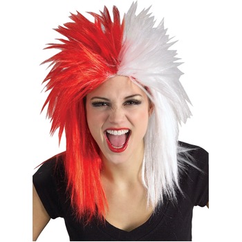 Sport Fanatic Long Hair Wig Unisex Adult Red/White
