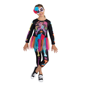 Rubies Skeleton Girl Neon Girls Dress Up Costume - Size 6-8 YRS
