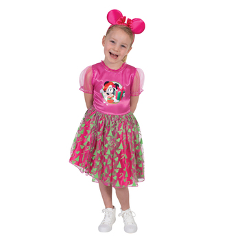Minnie Mouse Christmas Tutu Dress w/ Headband Costume Kids Size 4-6y Pink