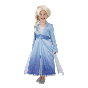 Disney Elsa Frozen 2 Premium & Wig Costume Party Dress-Up - Size 6-8y
