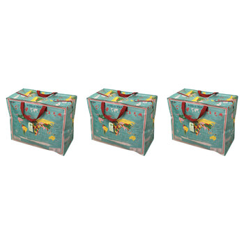 3PK Rex London Jumbo Storage Bag w/ Zip Closure 58x48cm - World Map