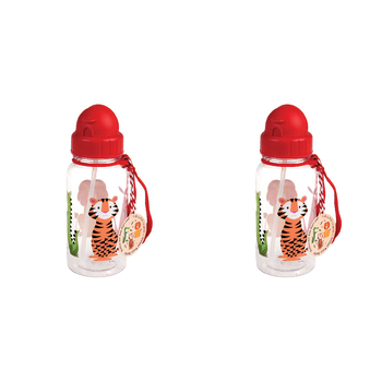 2PK Rex London Kids/Child 500ml Plastic Water Bottle - Colourful Creatures