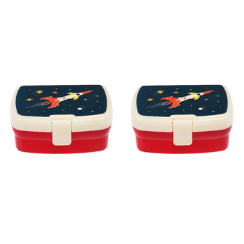 2PK Rex London Kids Plastic Lunch Box Rectangle 17x13cm - Space Age