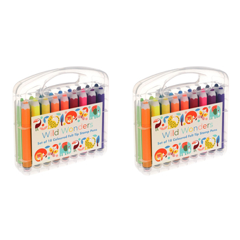 2x 18pc Rex London Felt Tip Stamp Pens Art/Craft Kit - Wild Wonders