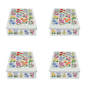 4PK Rex London Biscuit Tin 19x27cm Rectangular - Wild Flowers