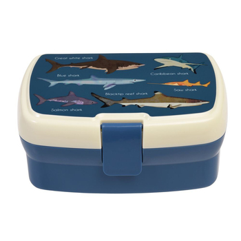 Rex London Kids Plastic Lunch Box Rectangle 17x13cm - Sharks