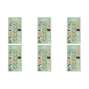 6x 5pc Rex London Animal Cat-Shaped Paper Clips - Nine Lives