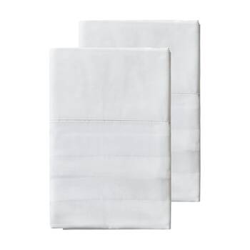 2pc Grosvenor House 500TC Cotton Hotel Stripe Standard Pillowcases White