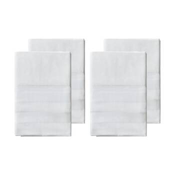 2x 2pc Grosvenor House 500TC Cotton Hotel Stripe Standard Pillowcases White
