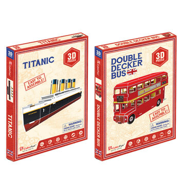 30pc CubicFun Titanic Ship and 66pc London Bus 3D Puzzle Kids Toy 4y+