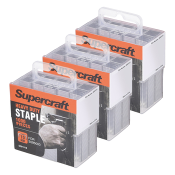 3x 1000pc Supercraft Wood/Timber Heavy Duty Staples 10mm For S595000 Stapler