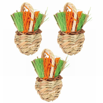 3PK Nature Island Celebration Basket Bunny/Chinchilla Chew & Play Pet Toy Orange