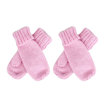 2PK Wicked Sista Acrylic Knitted Weave Mittens One Size - Pink