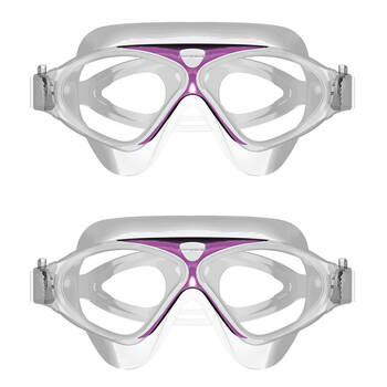 2PK Mirage Adult Lethal Oversized Silicone Swimming Goggles Clear/Purple