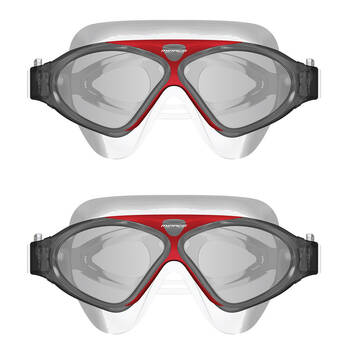 2PK Mirage Adult Lethal Oversized Silicone Swimming Goggles Smoke/Red