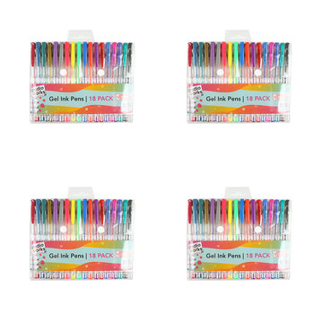 4x 18pc Studio Works Gel Ink Pens Assorted Colors 21.5x15.5x1.5cm