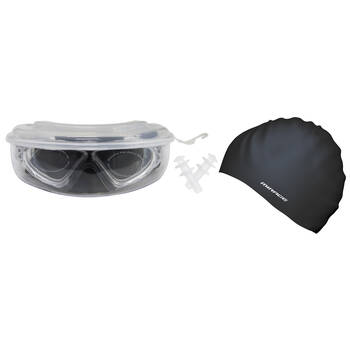 Mirage Lethal Unisex Adult Goggles/Swim Cap/Ear Plugs Swimming Pack Black
