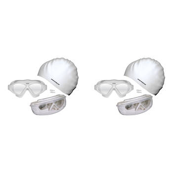 2PK Mirage Bondi Ocean Goggles/Swim Cap/Ear Plugs Swimming Pack White