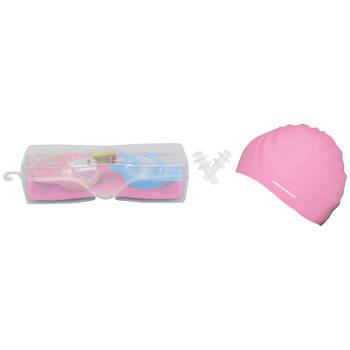 Mirage Kids Goggles/Swim Cap/Ear Plugs Swimming Pack Blue/Pink