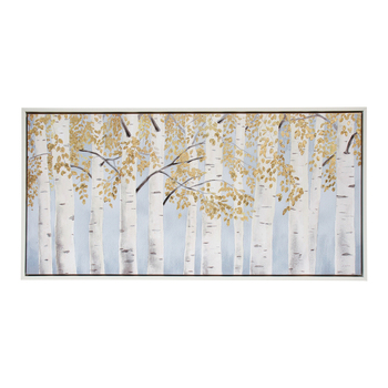 LVD Framed 60x120cm Canvas/Resin Silver Forest Wall Art Display